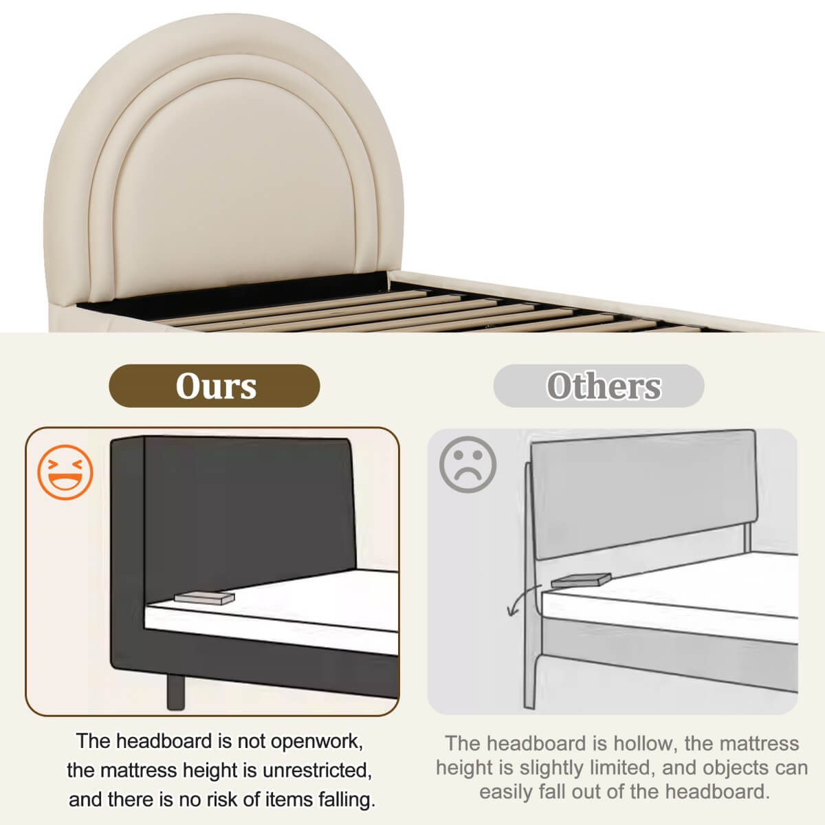 3ft Single Velvet Ottoman Bed - Upholstered Storage Bed with Headboard, Beige