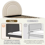 3ft Single Velvet Ottoman Bed - Upholstered Storage Bed with Headboard, Beige