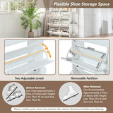 Hallway Storage Unit with Coat Rack - Shoe Cabinet with 6 Flip Drawers, 8 Hooks & 5 Shelves, White