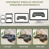 4 Seater U-Shaped Modular Sofa Bed with Storage Ottomans - Sleeper Sofa with 2 Storage Footstools and 2 Decorative Cushions, Grey