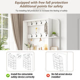 Hallway Storage Unit with Coat Rack - Shoe Cabinet with 6 Flip Drawers, 8 Hooks & 5 Shelves, White