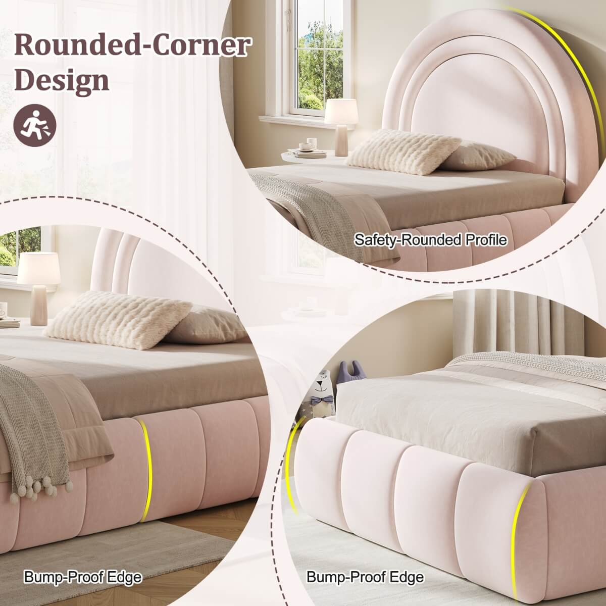 3ft Single Velvet Ottoman Bed - Upholstered Storage Bed with Headboard, Pink