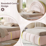 3ft Single Velvet Ottoman Bed - Upholstered Storage Bed with Headboard, Pink