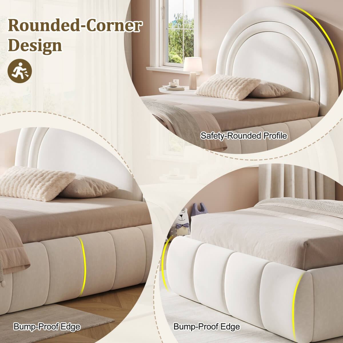 3ft Single Velvet Ottoman Bed - Upholstered Storage Bed with Headboard, Beige