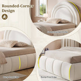 3ft Single Velvet Ottoman Bed - Upholstered Storage Bed with Headboard, Beige
