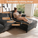 L-Shaped 3-Seater Sectional Sofa with Reversible Chaise - 90cm Extra-Wide Chaise Seat, Chenille Fabric, Grey