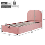 3FT Single Upholstered Velvet Bed - Hydraulic Storage with Headboard