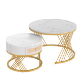 White Coffee Table with Metal Legs – Sturdy Modern Dining or Breakfast Table