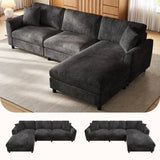 L-Shaped 3-Seater Sectional Sofa with Reversible Chaise - 90cm Extra-Wide Chaise Seat, Chenille Fabric, Grey